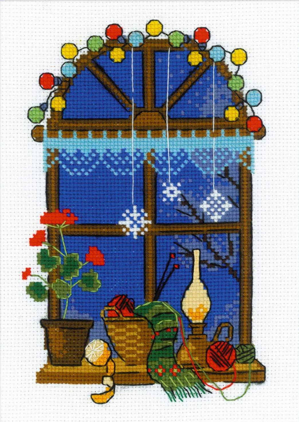 רקמה על בד גבינה - Winter Window