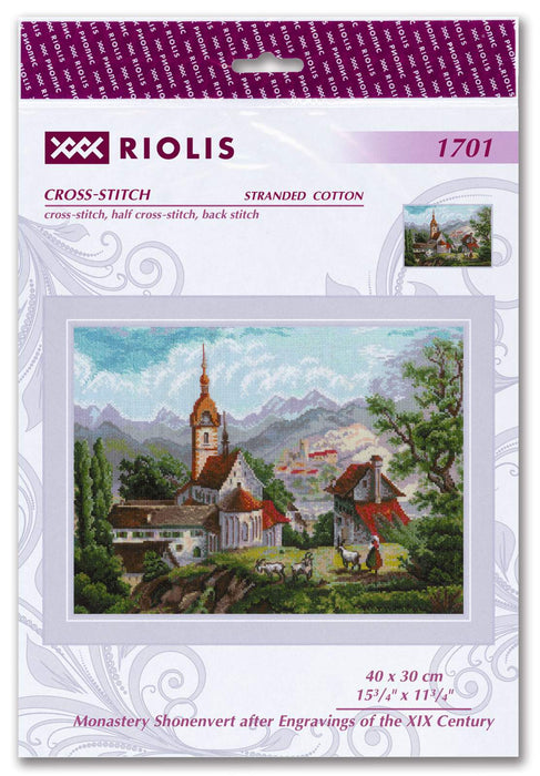 רקמה על בד גבינה - Monastery Shonenvert after engravings of the XIX century
