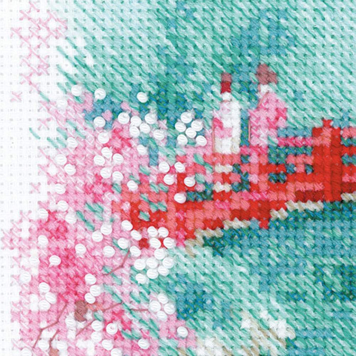 רקמה על בד גבינה - Sakura. Bridge