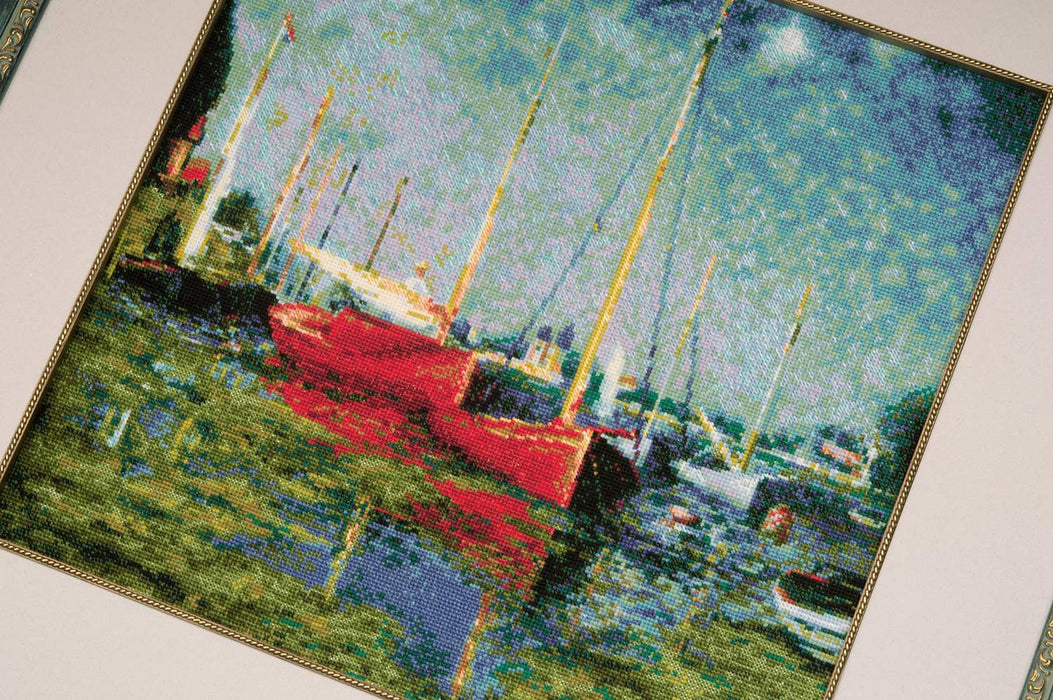 רקמה על בד גבינה - Argenteuil after C. Monet's Painting