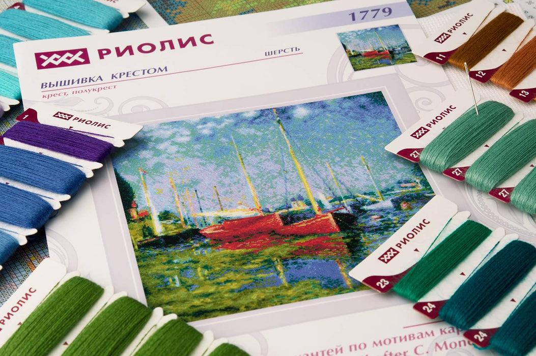 רקמה על בד גבינה - Argenteuil after C. Monet's Painting
