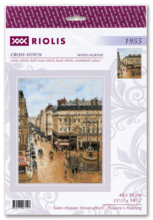 רקמה על בד גבינה - Saint-Honoré Street after C. Pissarro's Painting