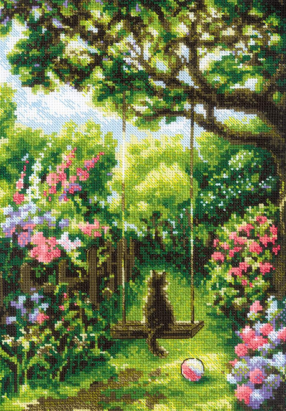 רקמה על בד גבינה - Garden Swing