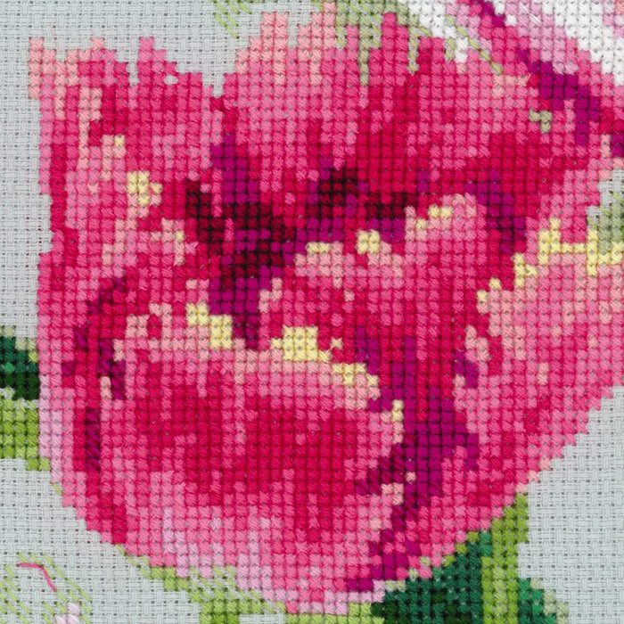 רקמה על בד גבינה - Spring Tulips