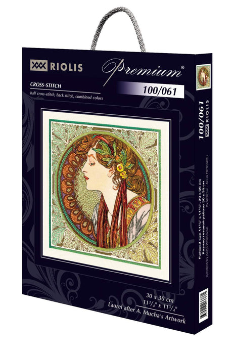 רקמה על בד גבינה - Laurel after A. Mucha's Artwork (ערכת פרימיום)