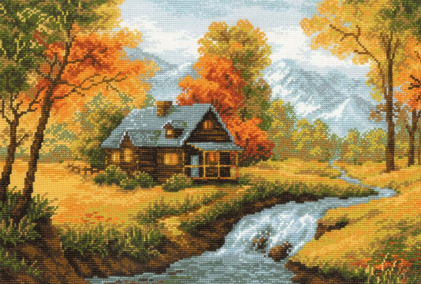 רקמה על בד גבינה - Autumn View