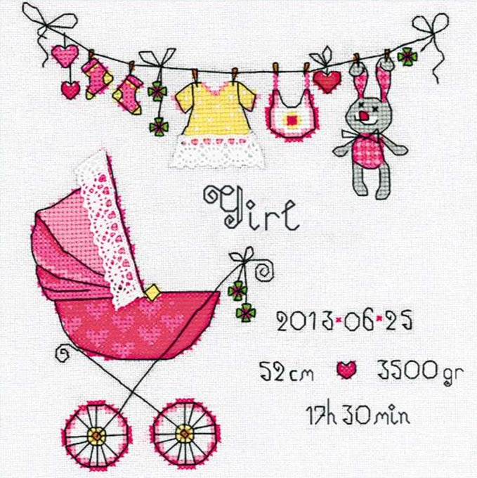 רקמה על בד גבינה - It's a Girl!