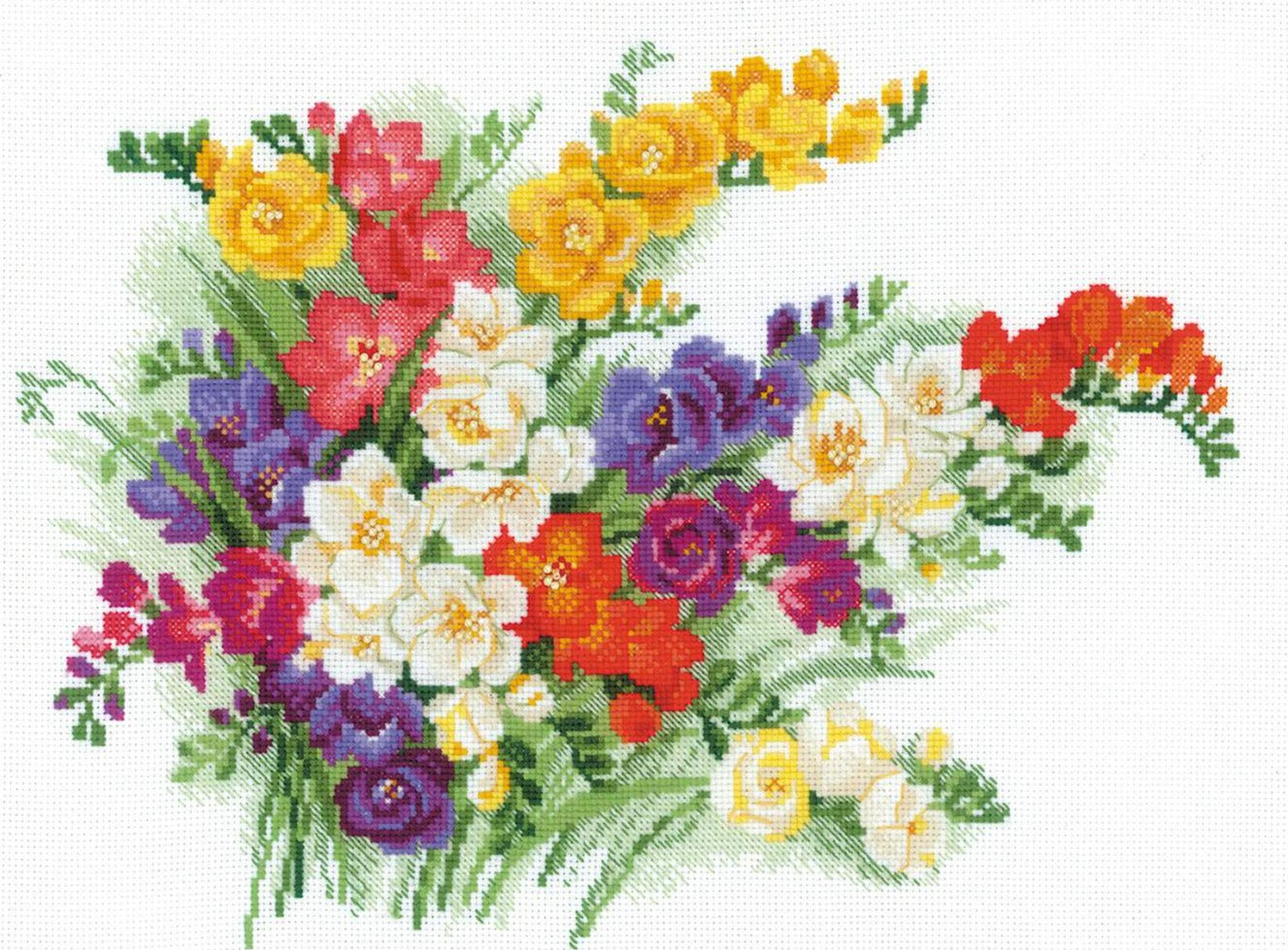 רקמה על בד גבינה - Freesia