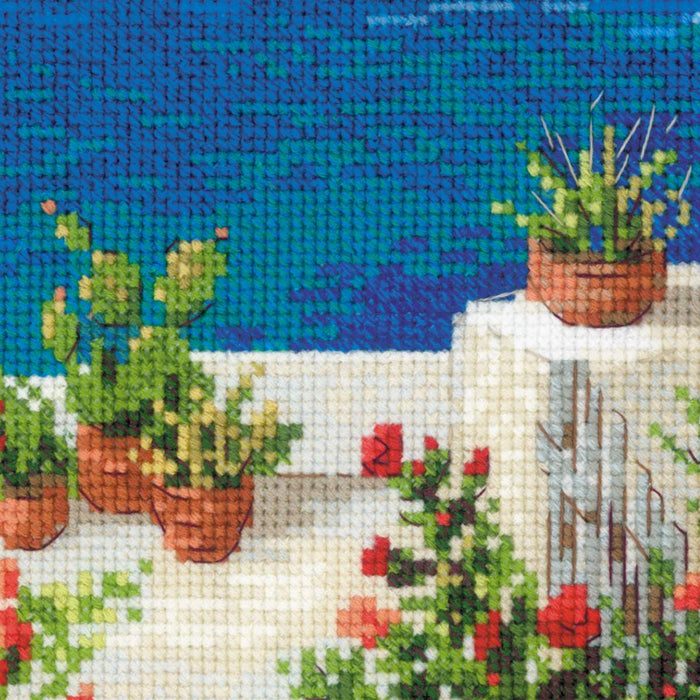 רקמה על בד גבינה - Santorini