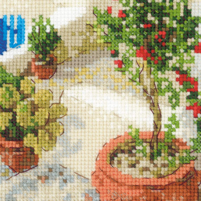 רקמה על בד גבינה - Santorini