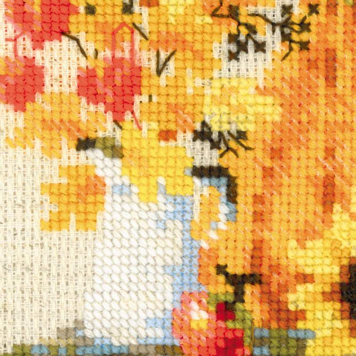 רקמה על בד גבינה - Cottage Garden. Autumn