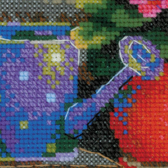 רקמה על בד גבינה - Windowsill with Flowers