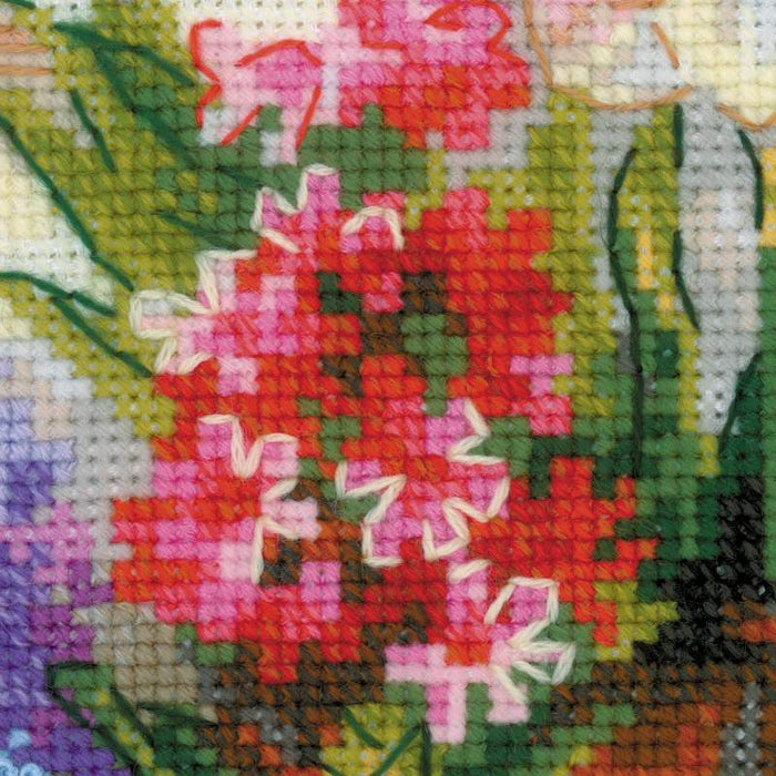רקמה על בד גבינה - Windowsill with Flowers