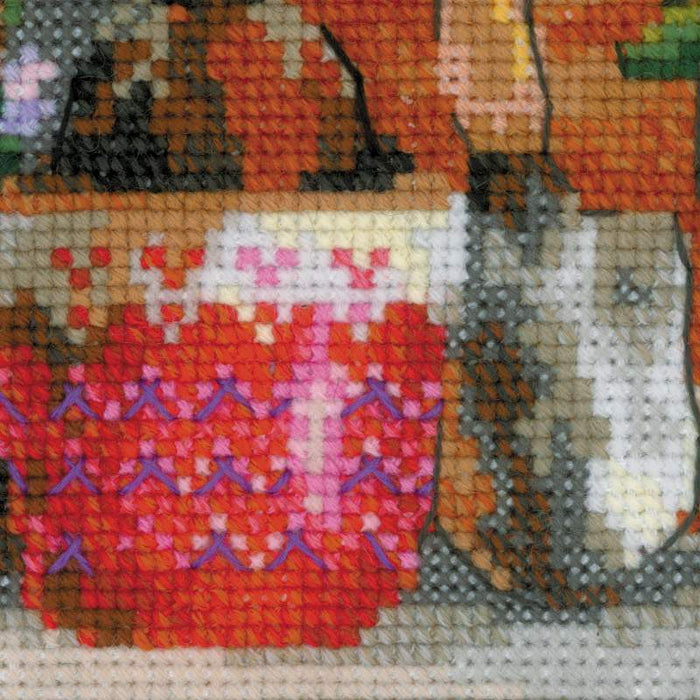רקמה על בד גבינה - Windowsill with Flowers