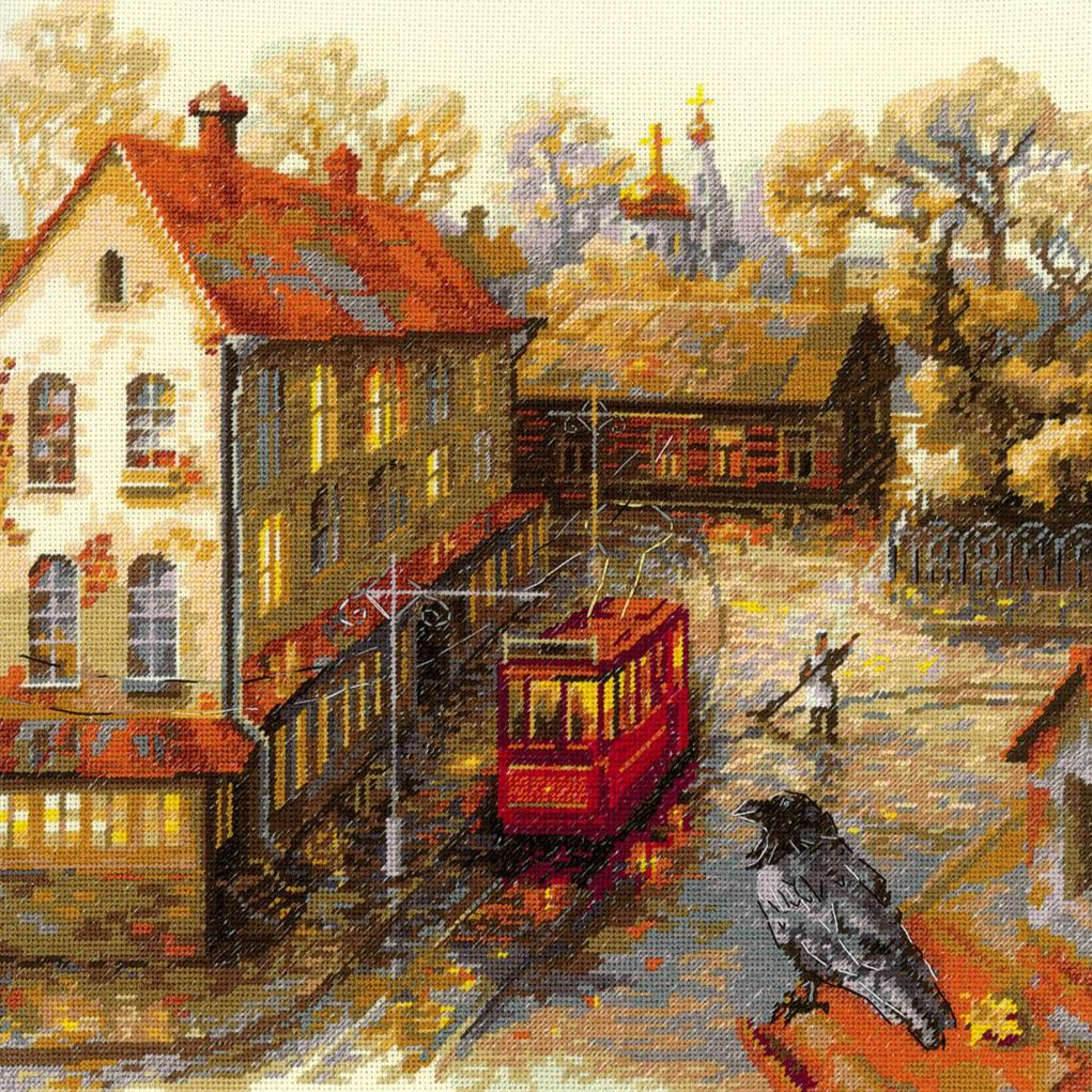 רקמה על בד גבינה - Warm Autumn