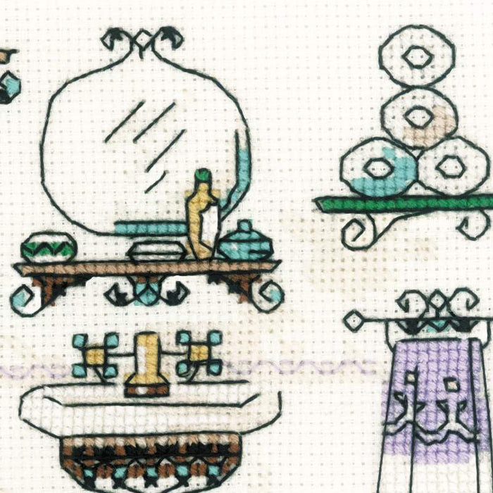 רקמה על בד גבינה - Bathroom Interior (2 יח)