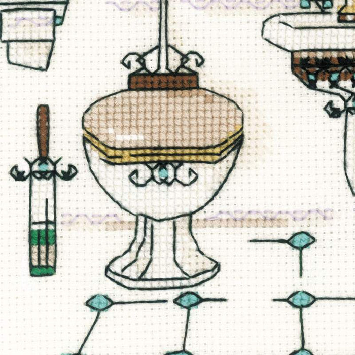 רקמה על בד גבינה - Bathroom Interior (2 יח)
