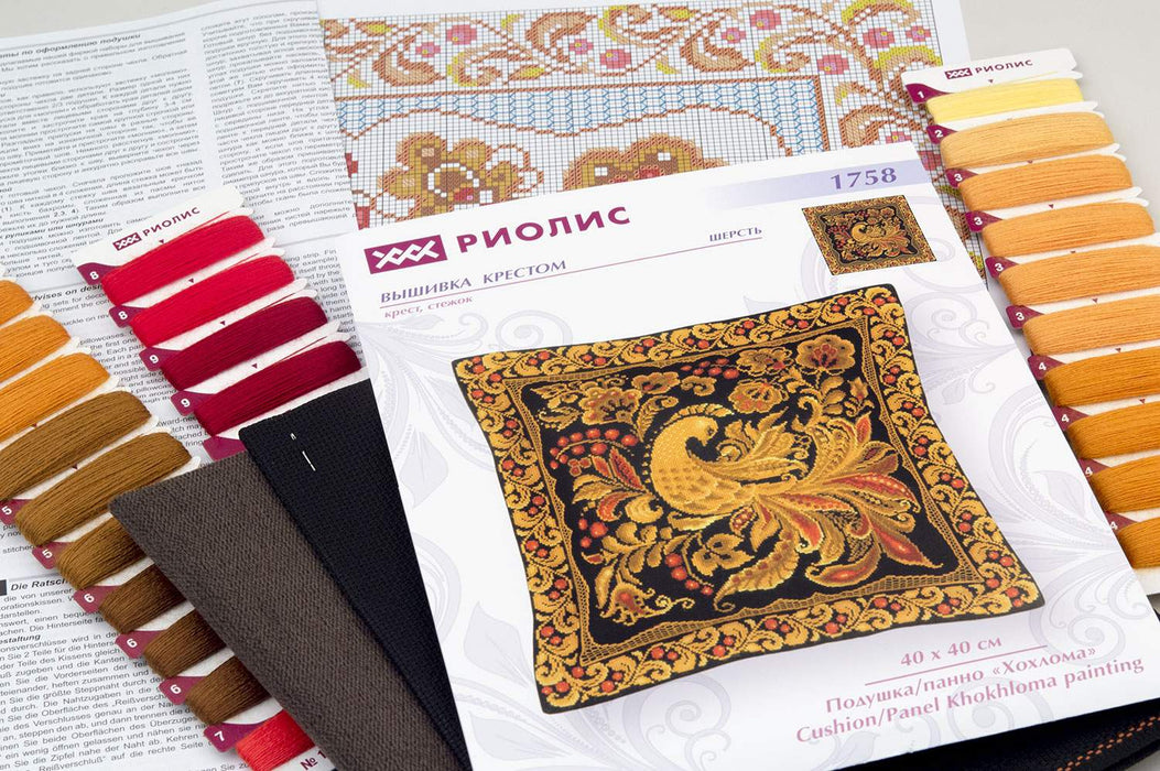 רקמה על בד גבינה - Cushion/Panel Khokhloma Painting