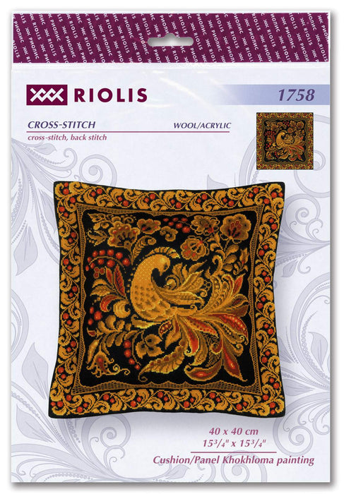 רקמה על בד גבינה - Cushion/Panel Khokhloma Painting