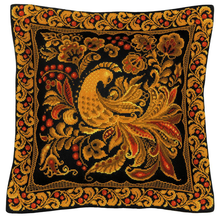 רקמה על בד גבינה - Cushion/Panel Khokhloma Painting