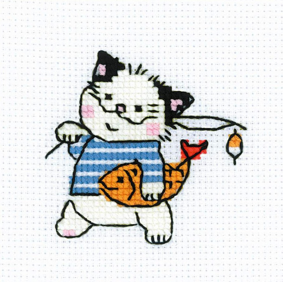 רקמה על בד גבינה - The Cat Crew. Fisherman
