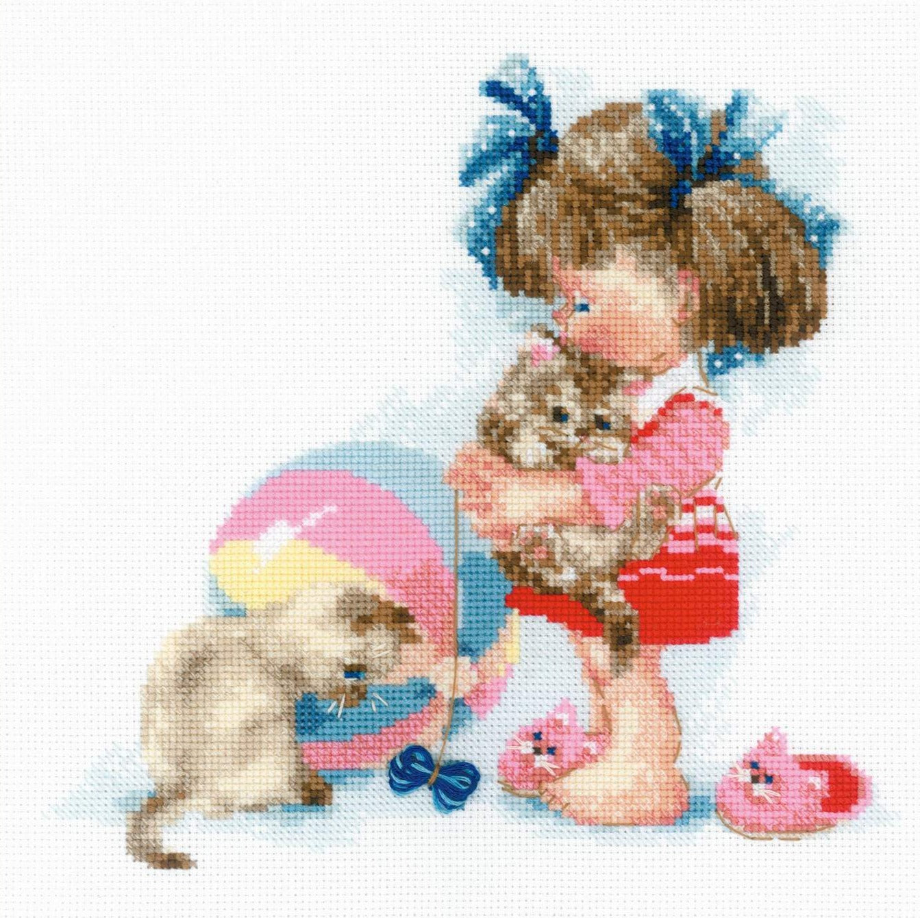 רקמה על בד גבינה - Kathy’s Kittens