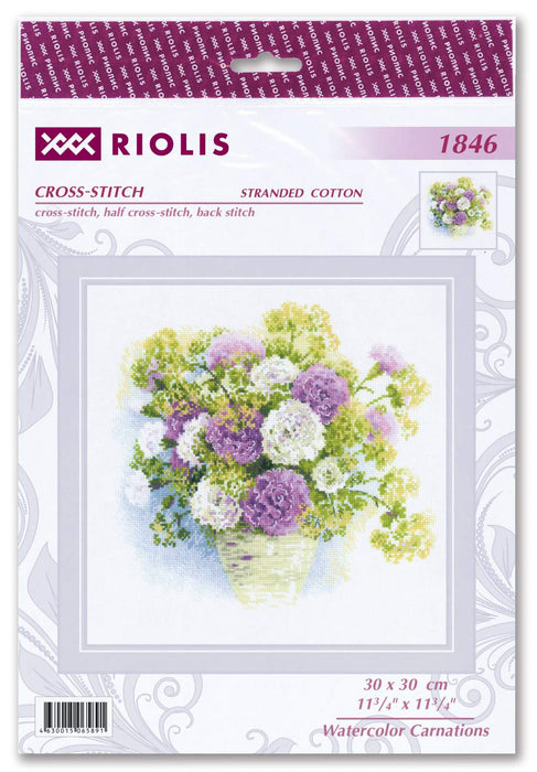 רקמה על בד גבינה - Watercolor Carnations