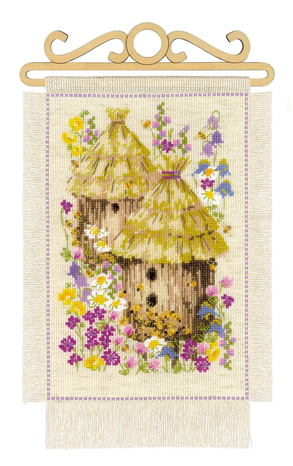 רקמה על בד גבינה - Cottage Garden. Summer