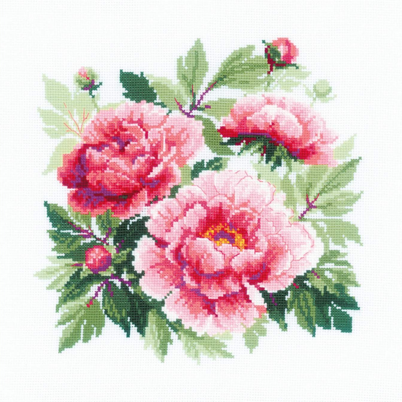רקמה על בד גבינה - Tree Peony