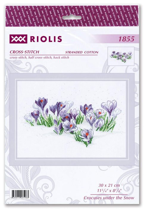 רקמה על בד גבינה - Crocuses under the Snow