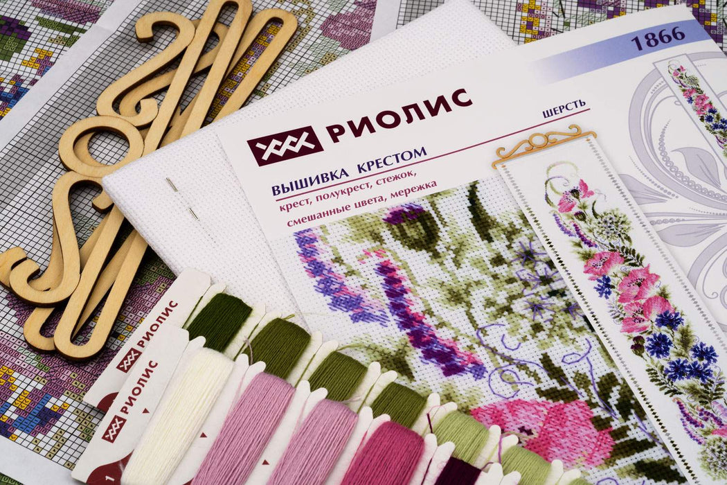 רקמה על בד גבינה - Flower Assortment