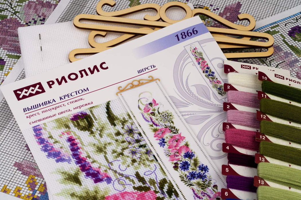 רקמה על בד גבינה - Flower Assortment