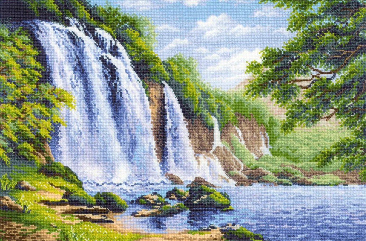 רקמה על בד גבינה - Noise of Waterfall