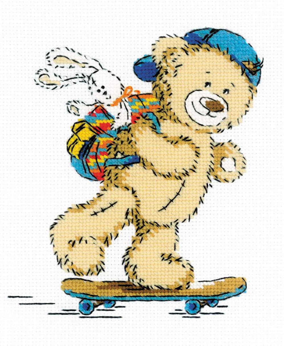 רקמה על בד גבינה - Teddy Bear Holiday
