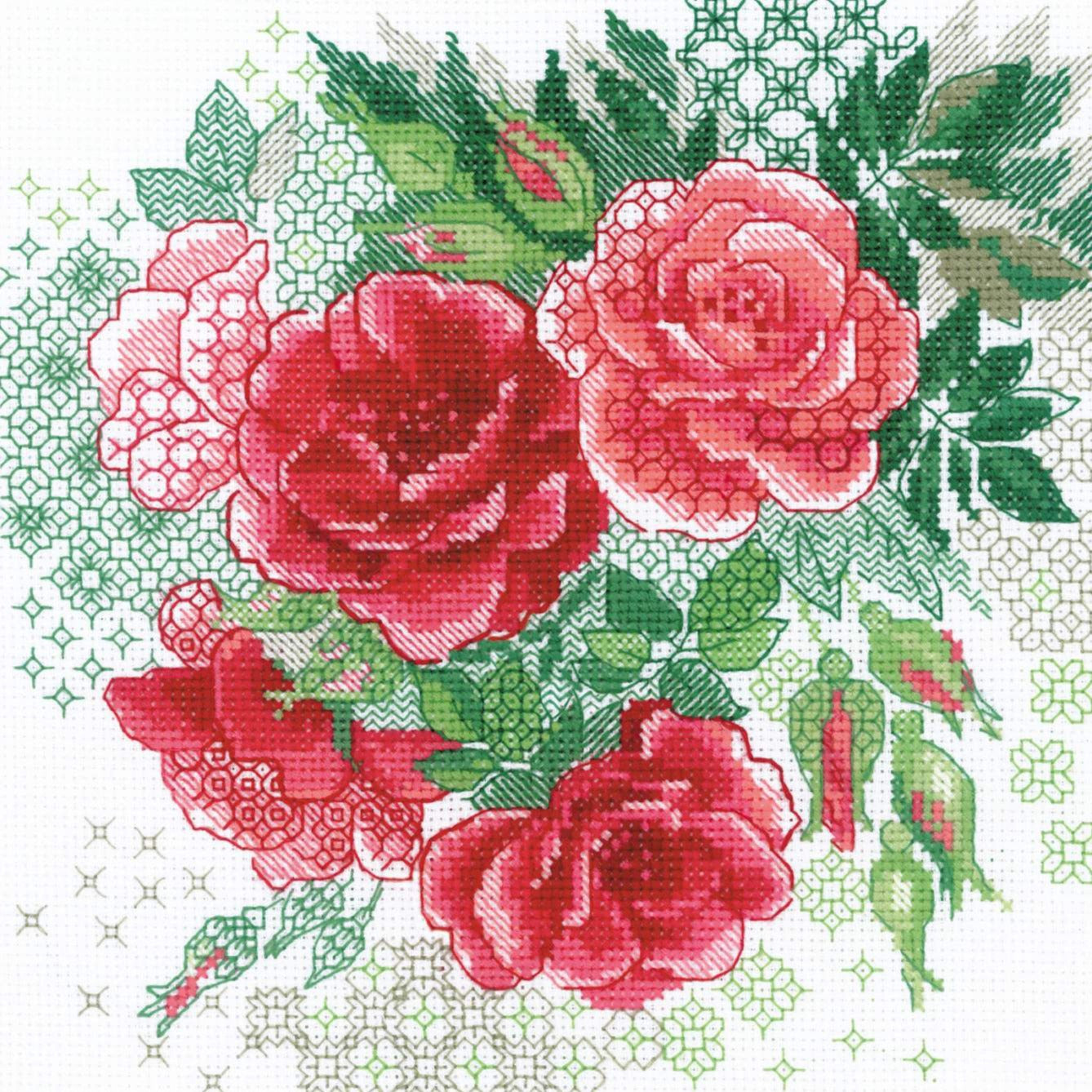 רקמה על בד גבינה - Red Rose Hip