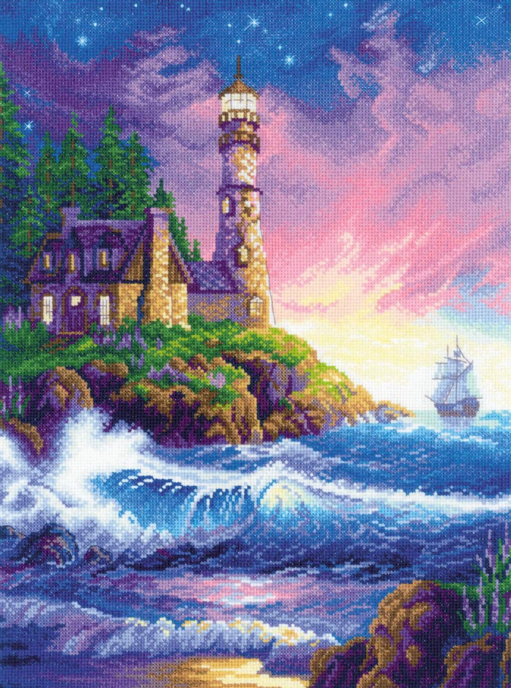רקמה על בד גבינה - Lighthouse