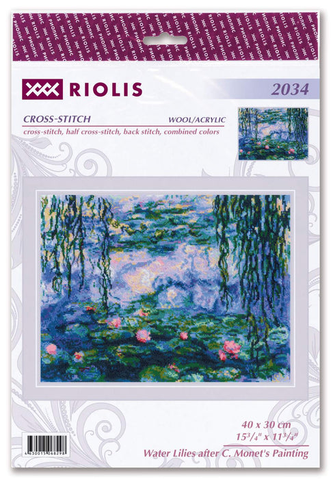רקמה על בד גבינה - Water Lilies after C. Monet's Painting