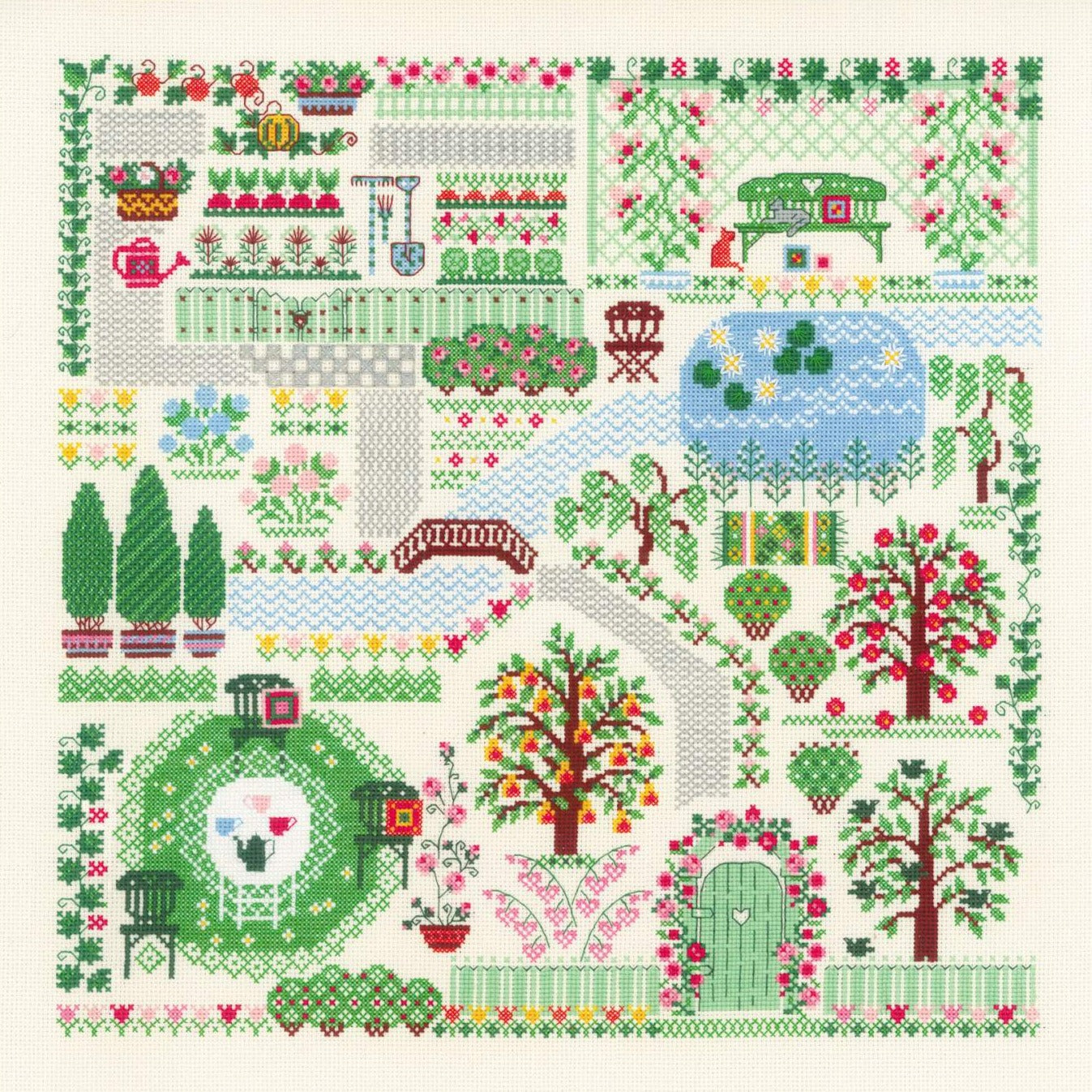 רקמה על בד גבינה - My Garden