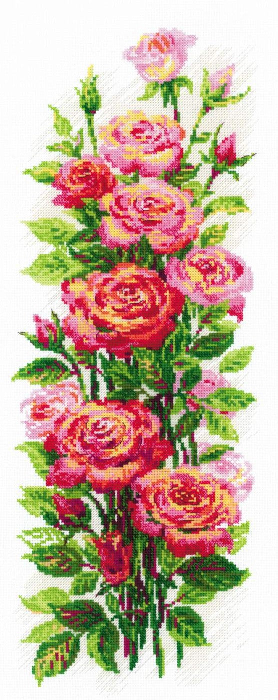 רקמה על בד גבינה - Blooming Roses