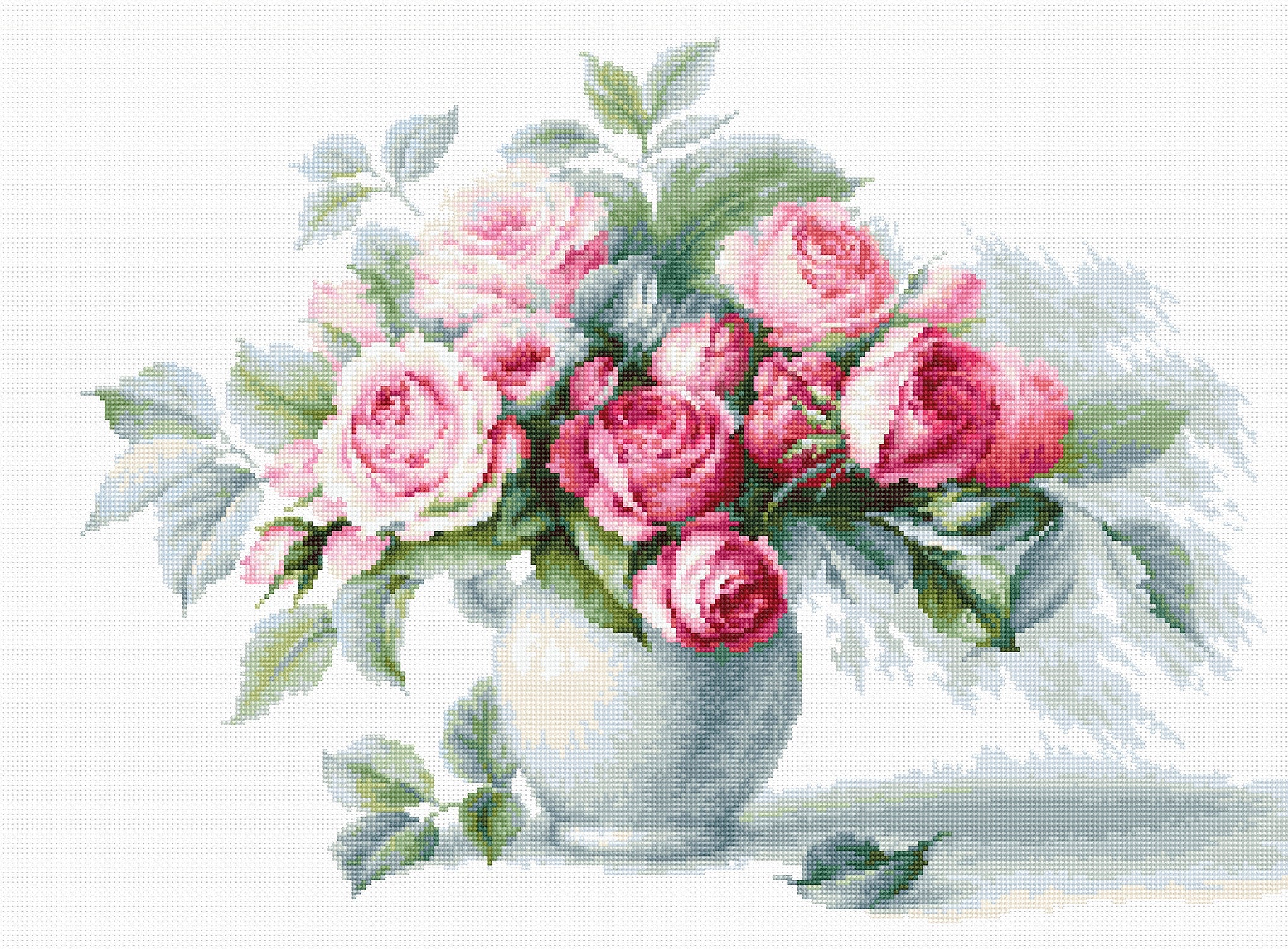 רקמה על בד גבינה - Etude with Roses