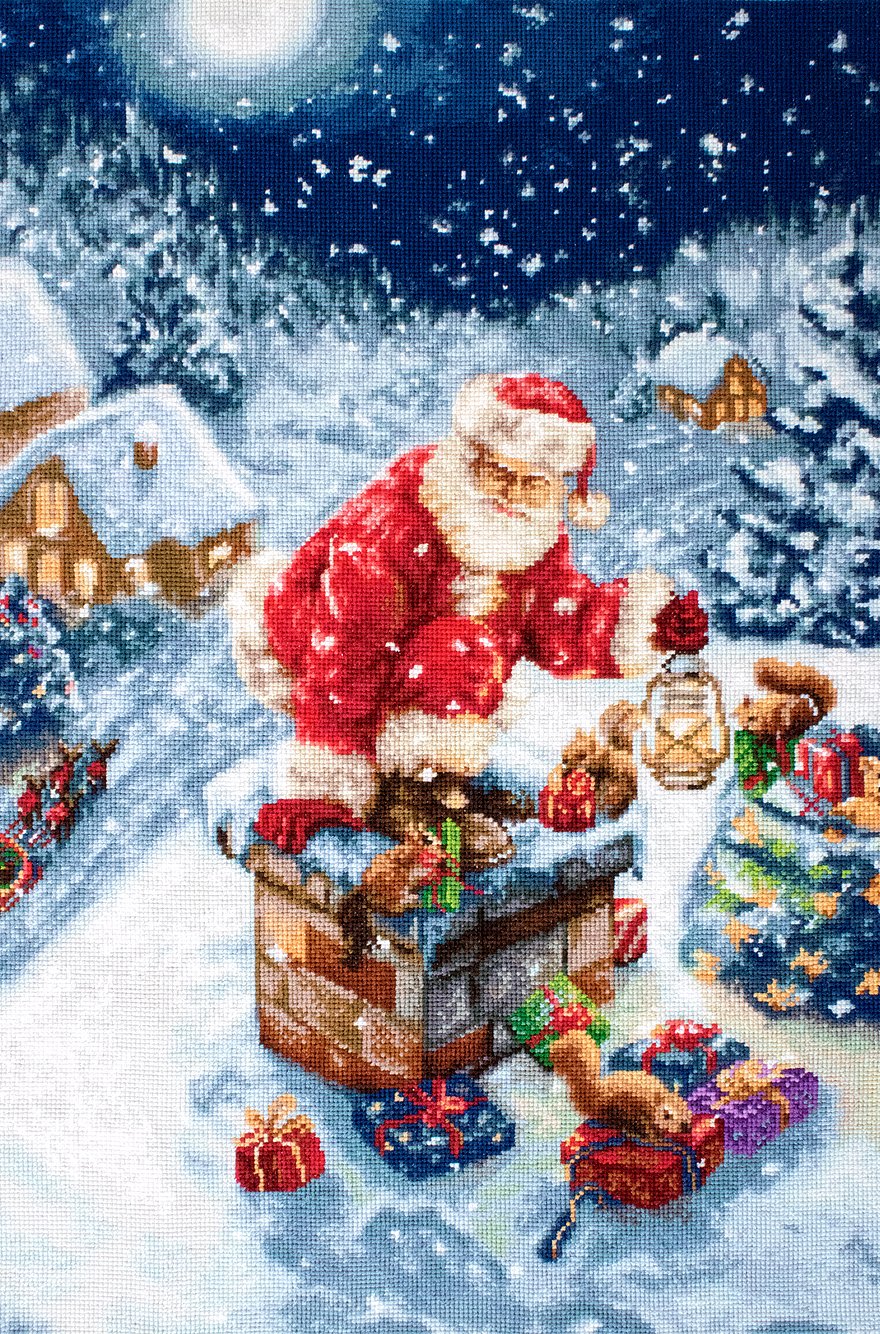 רקמה על בד גבינה - Santa Claus