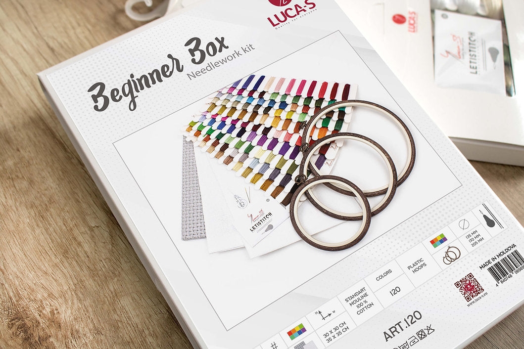 רקמה על בד גבינה - Begginer box with 3 embroidery hoops