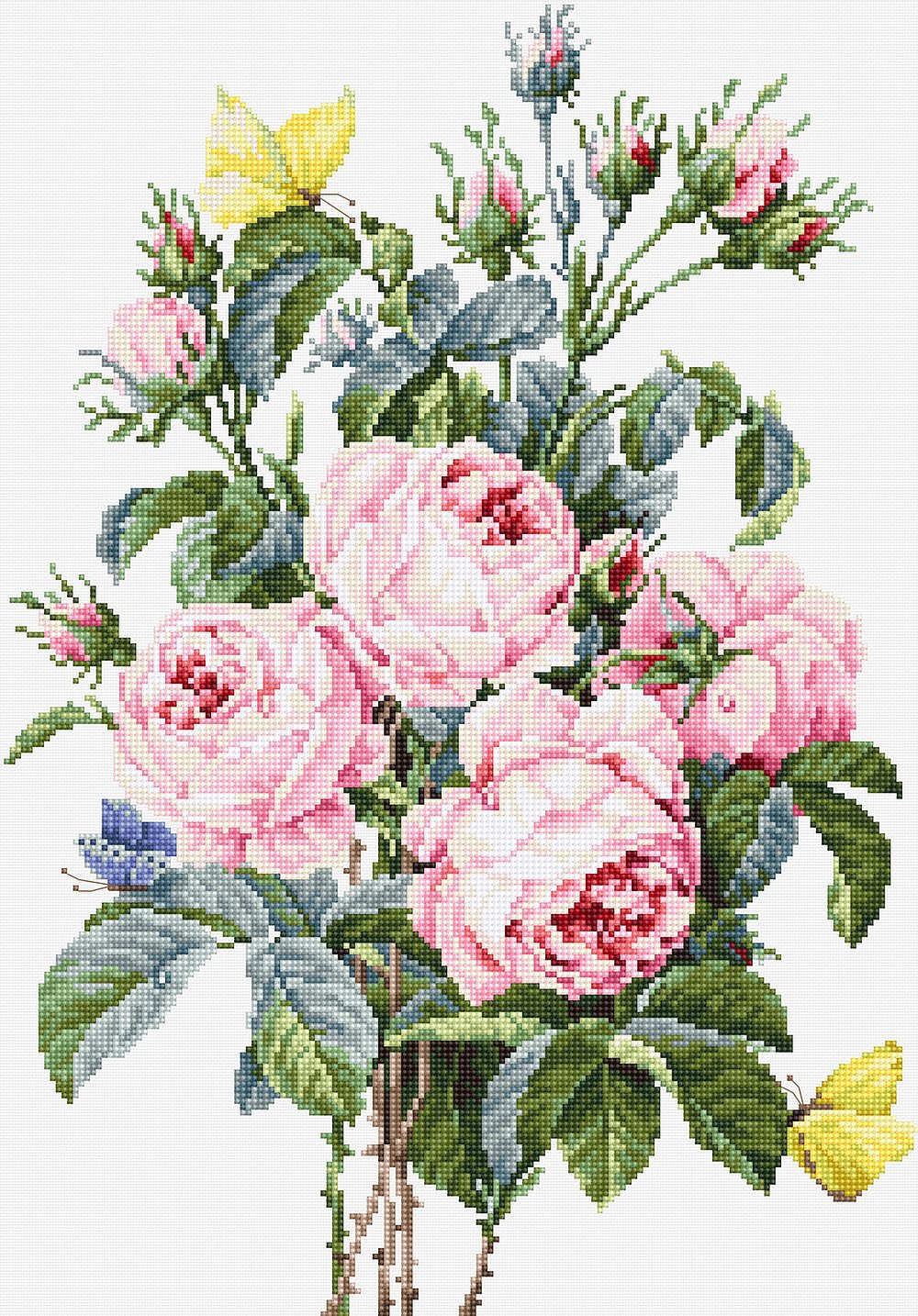 רקמה על בד גבינה - Bouquet of roses