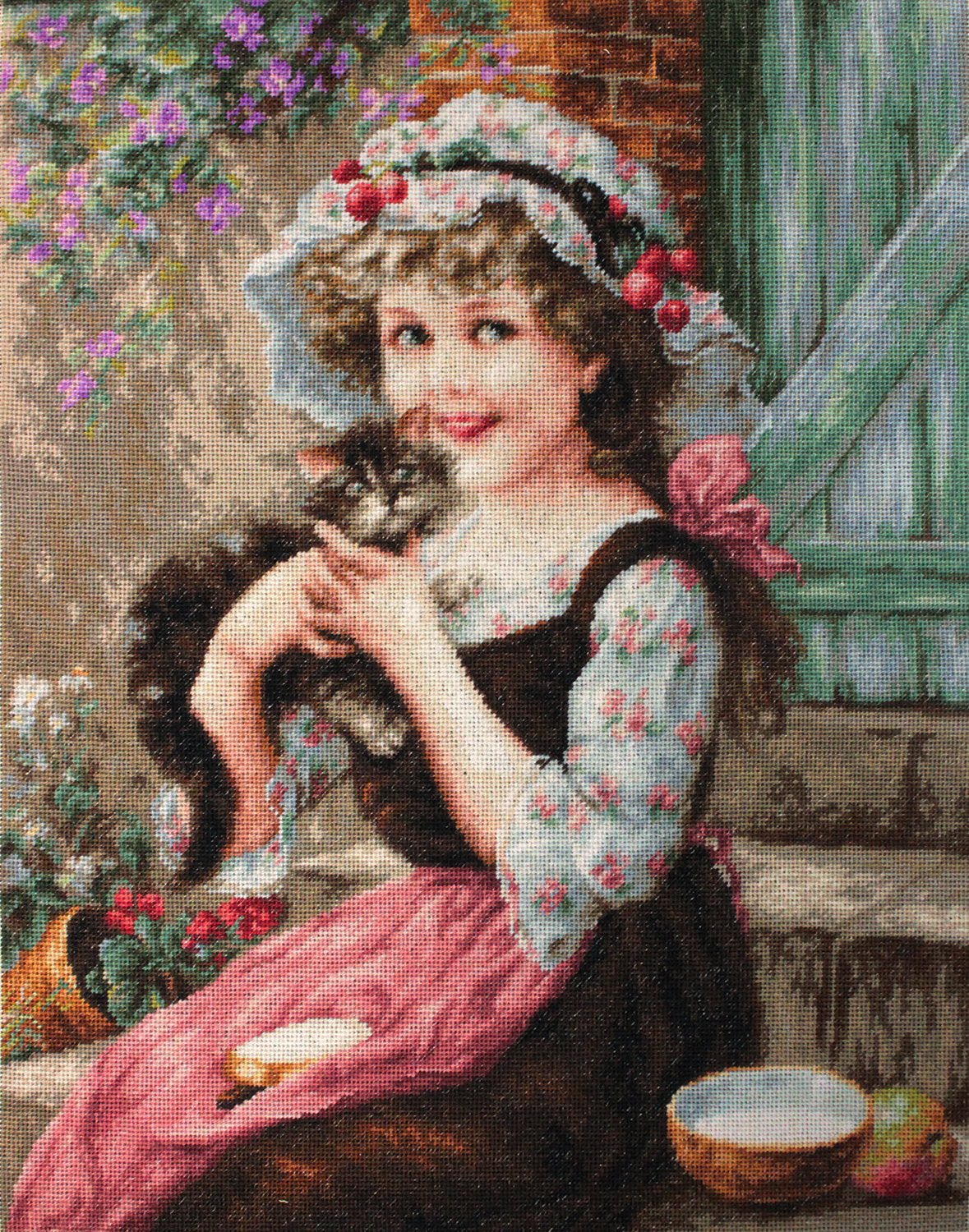רקמה על בד גבינה - The Little Kitten
