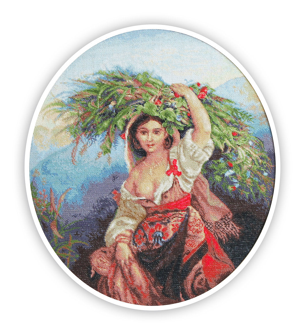 רקמה על בד גבינה - Italian with Flowers