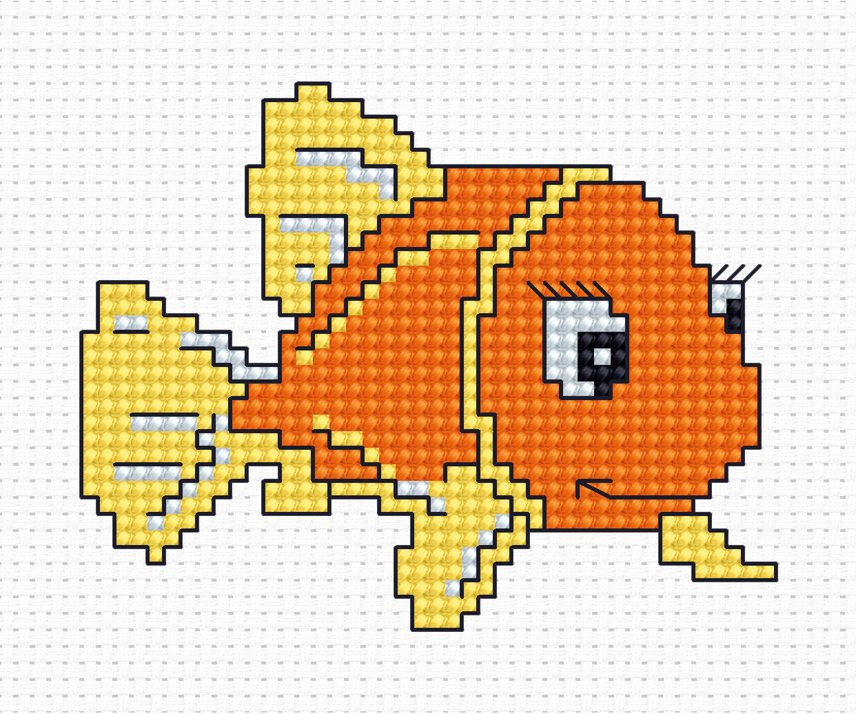רקמה על בד גבינה - Orange Fish