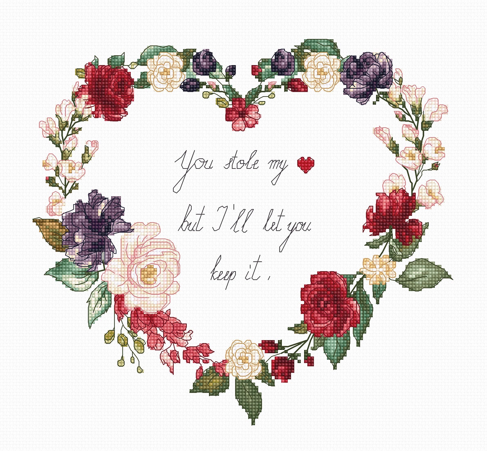 רקמה על בד גבינה - Heart