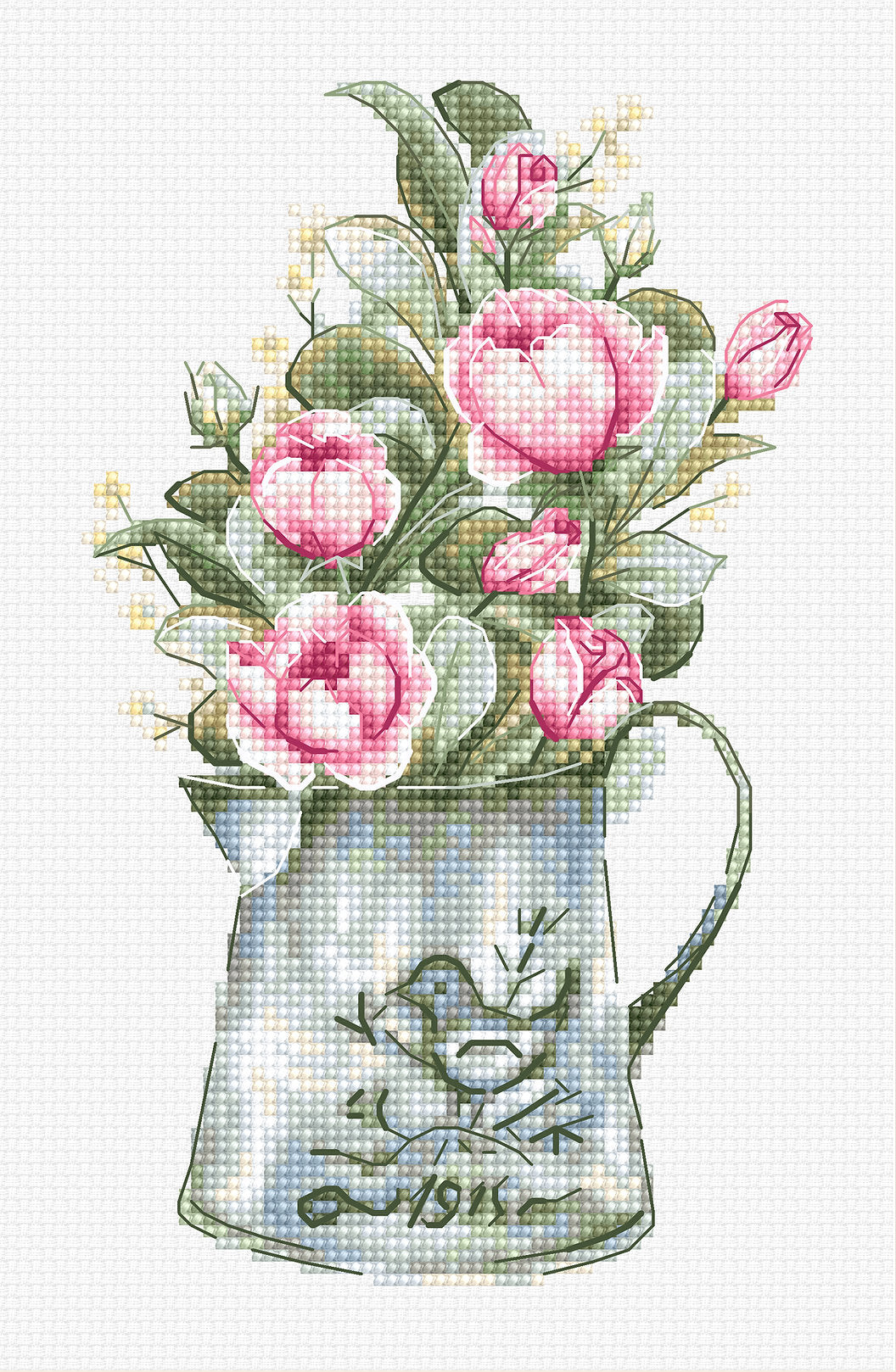 רקמה על בד גבינה - Bouquet with roses