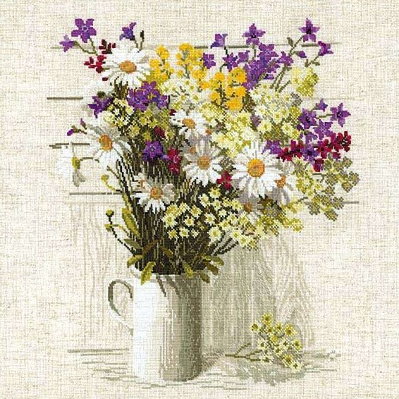 רקמה על בד גבינה - Wildflowers