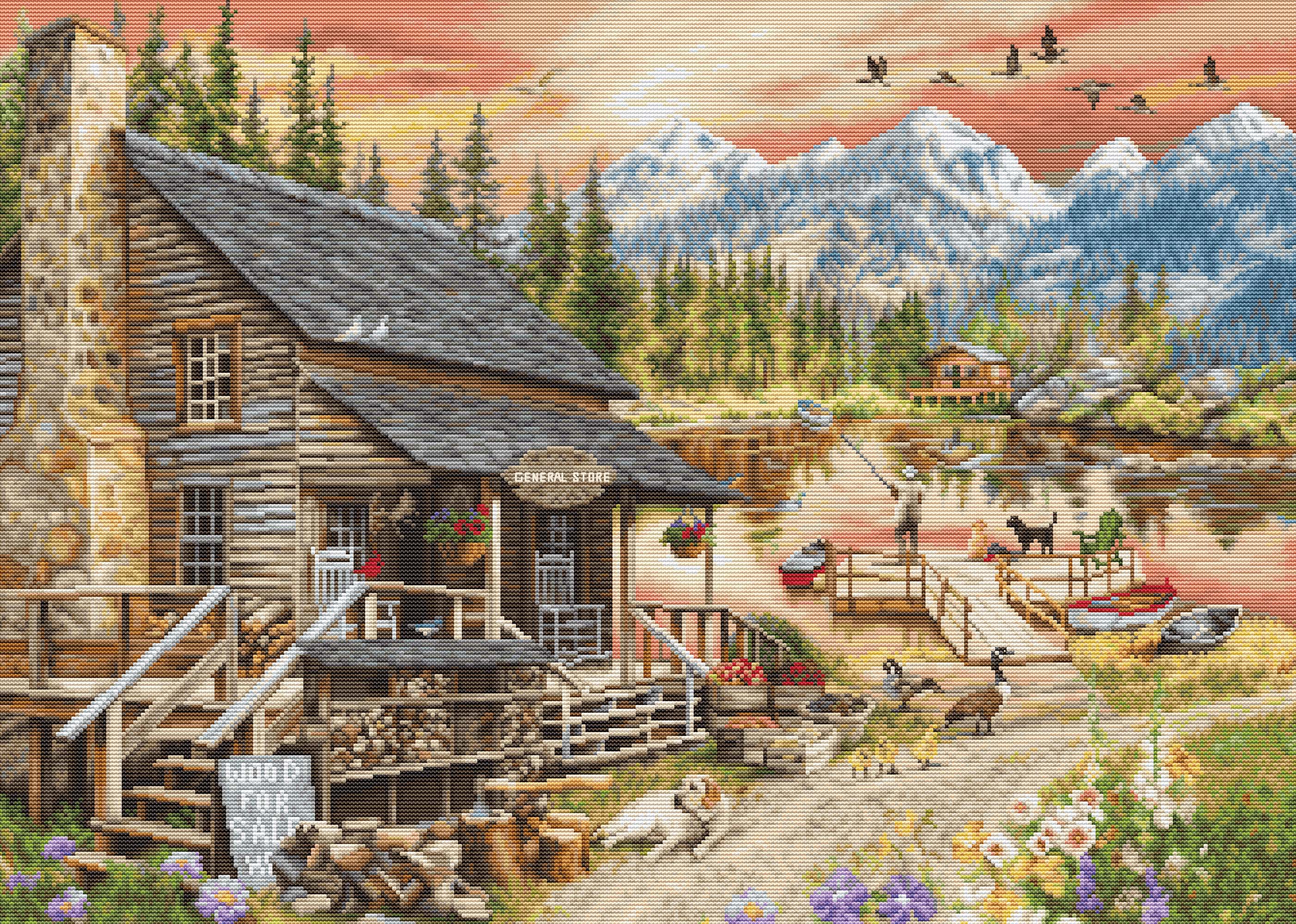 רקמה על בד גבינה - Log Cabin General Store